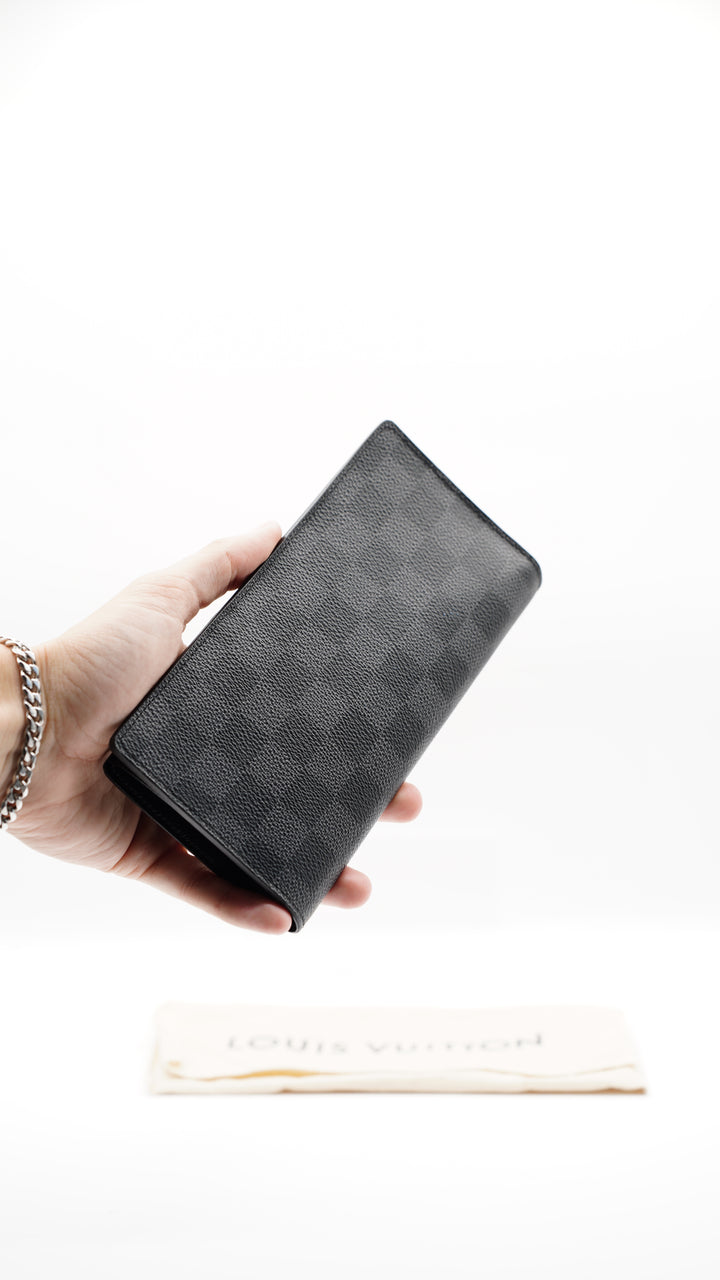 Louis Vuitton Damier Graphite Brazza Long Travel Bifold Wallet w/Dust Bag #128