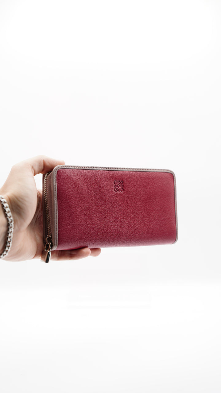 Loewe Calf Leather Long Zippy Wallet Magenta #125