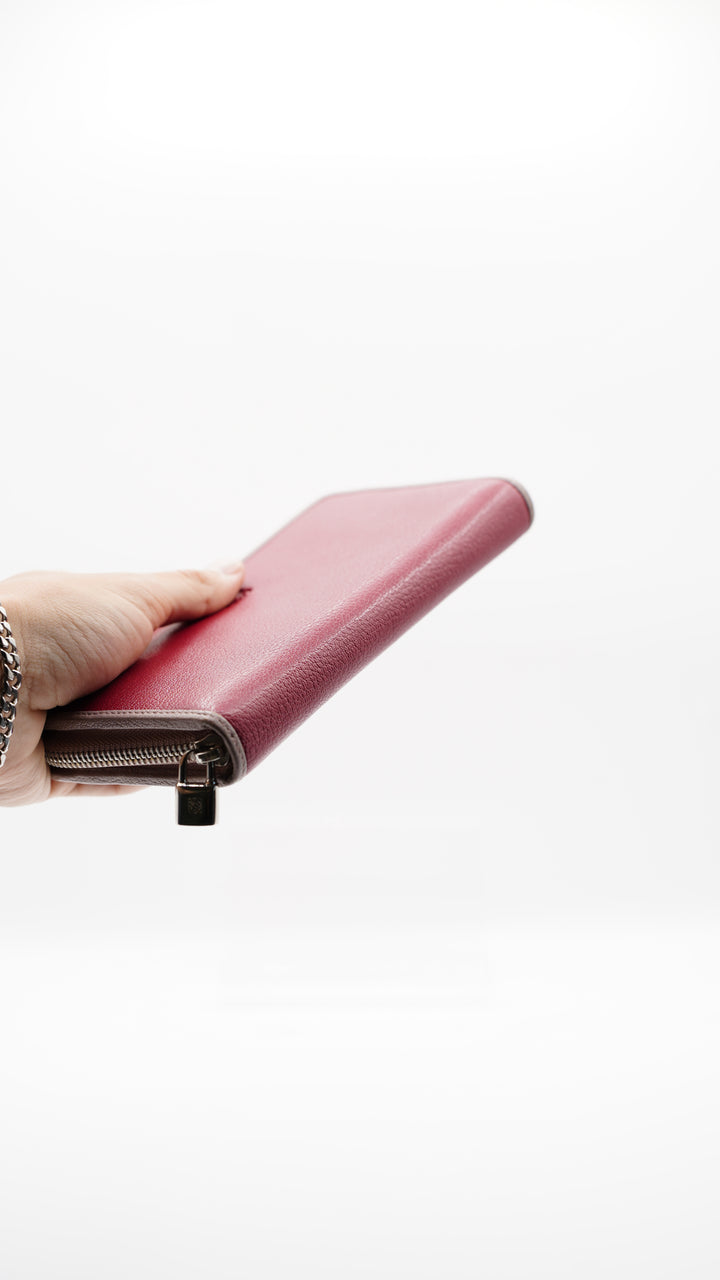Loewe Calf Leather Long Zippy Wallet Magenta #125