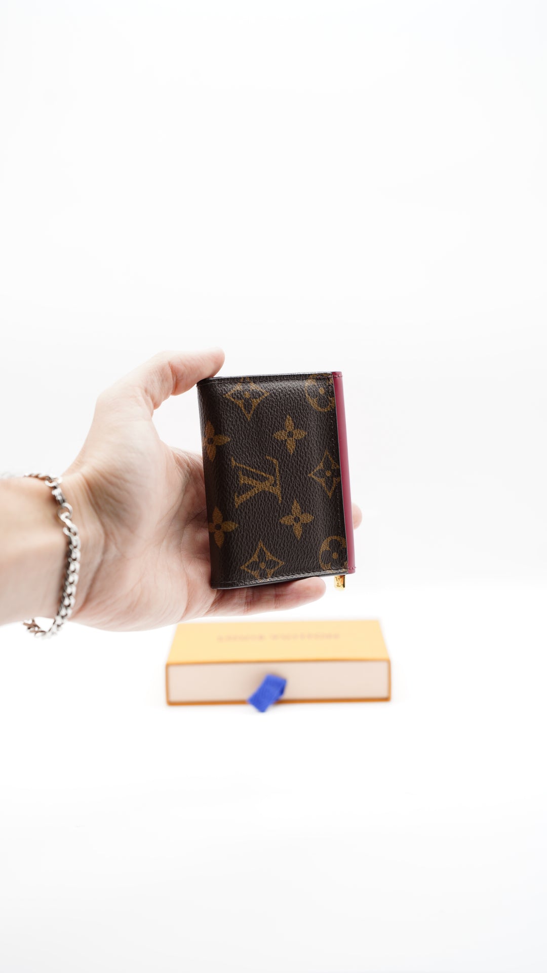 Louis Vuitton Monogram Compact Snap Trifold Wallet Fuchsia w/Box #143