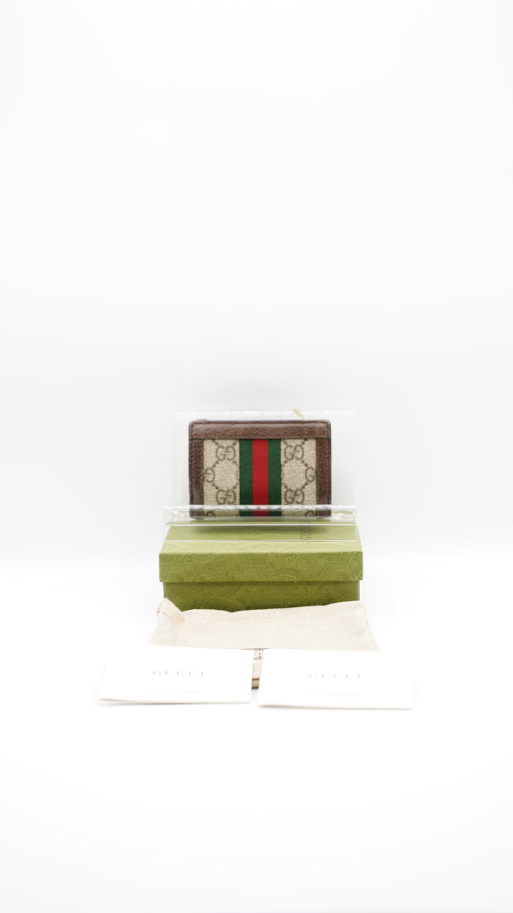 Gucci GG Sherry Web Canvas Compact Trifold Wallet Brown w/Full Inclusion #139