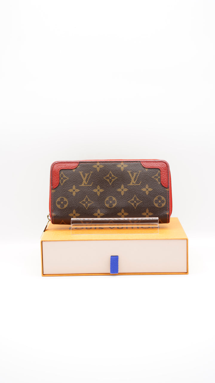 Louis Vuitton Monogram Retiro Red Long Zippy Wallet w/Box #142