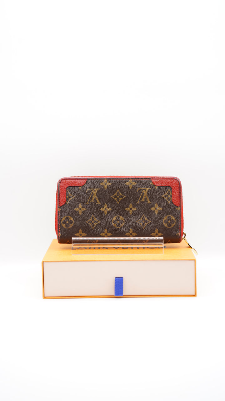 Louis Vuitton Monogram Retiro Red Long Zippy Wallet w/Box #142