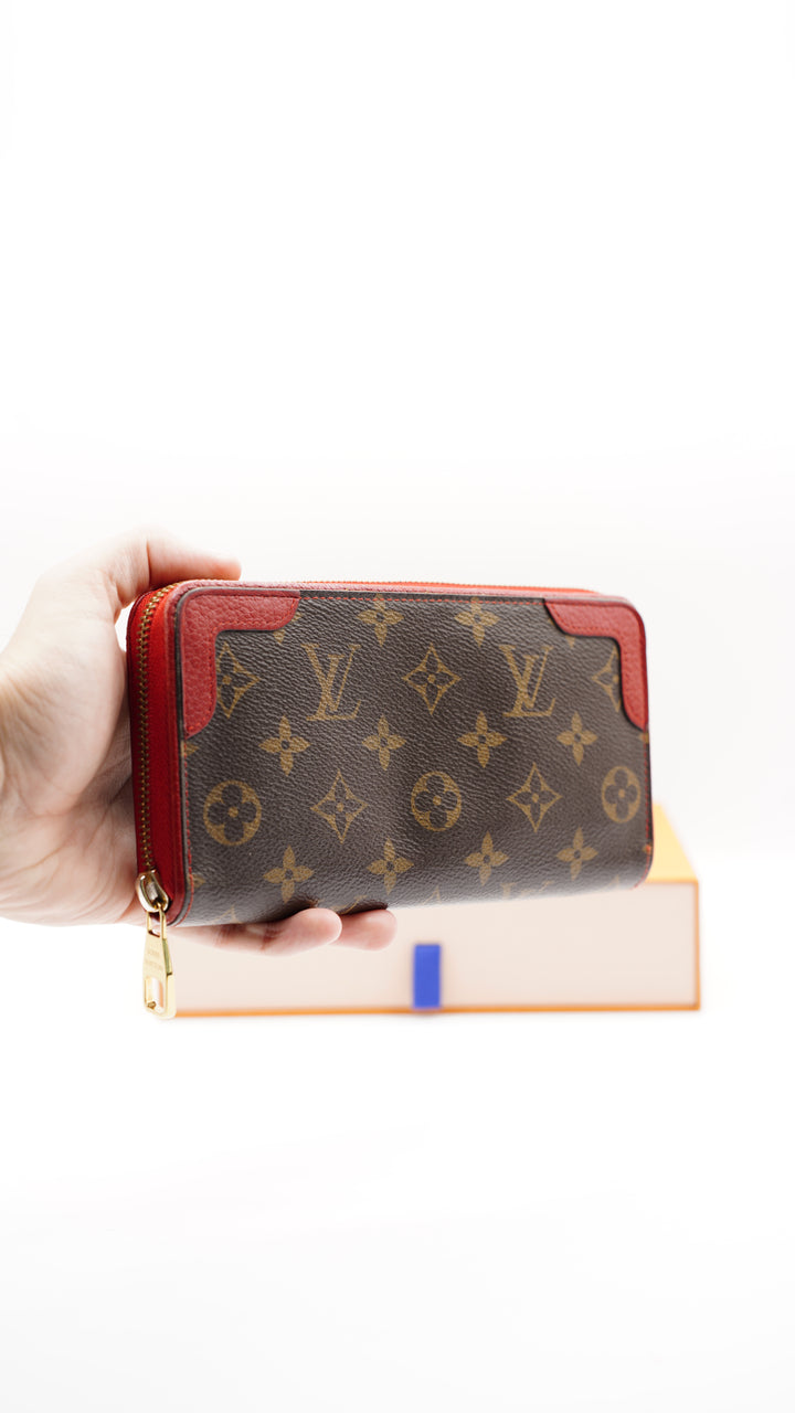 Louis Vuitton Monogram Retiro Red Long Zippy Wallet w/Box #142