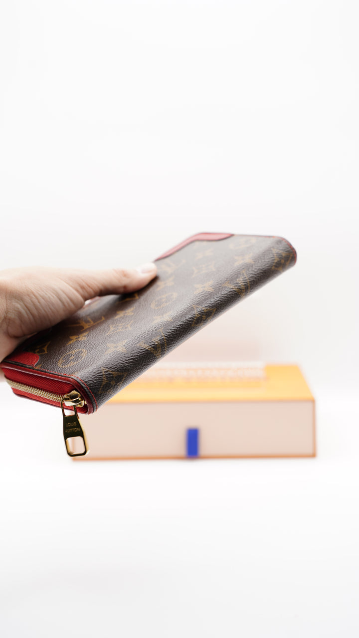 Louis Vuitton Monogram Retiro Red Long Zippy Wallet w/Box #142