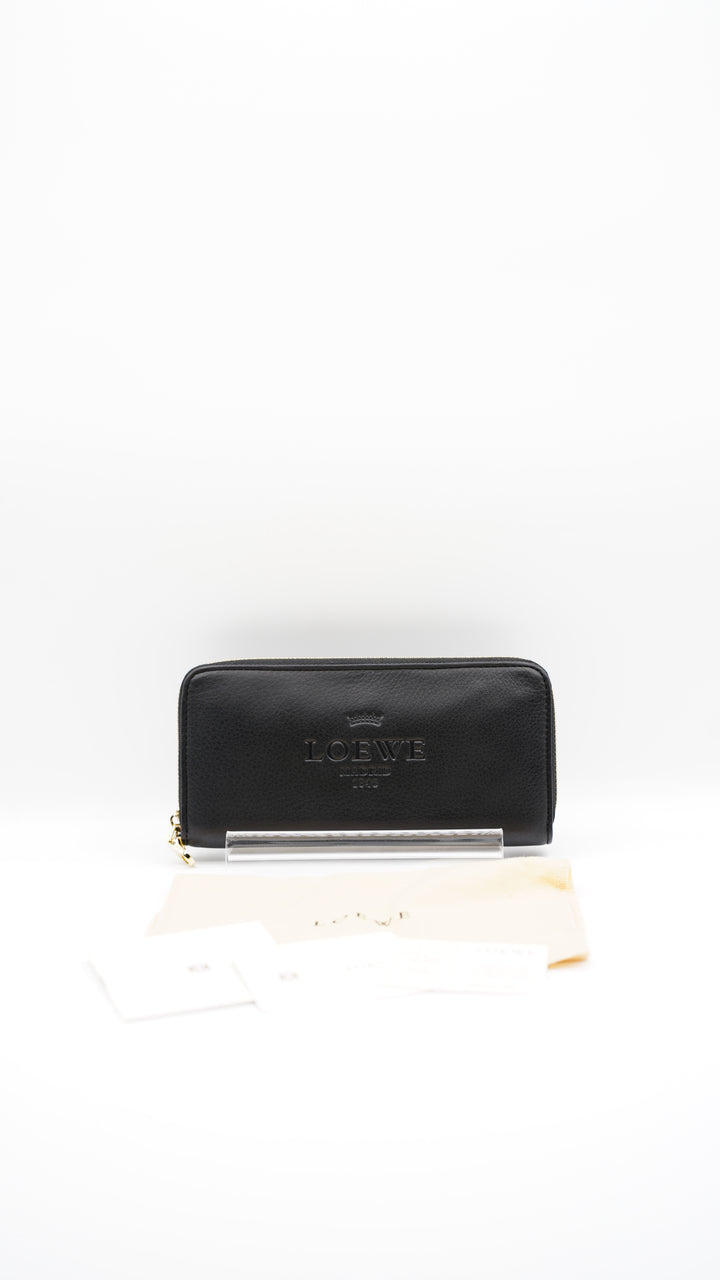 Loewe Calf Leather Long Zippy Wallet Black w/Dust Bag #137