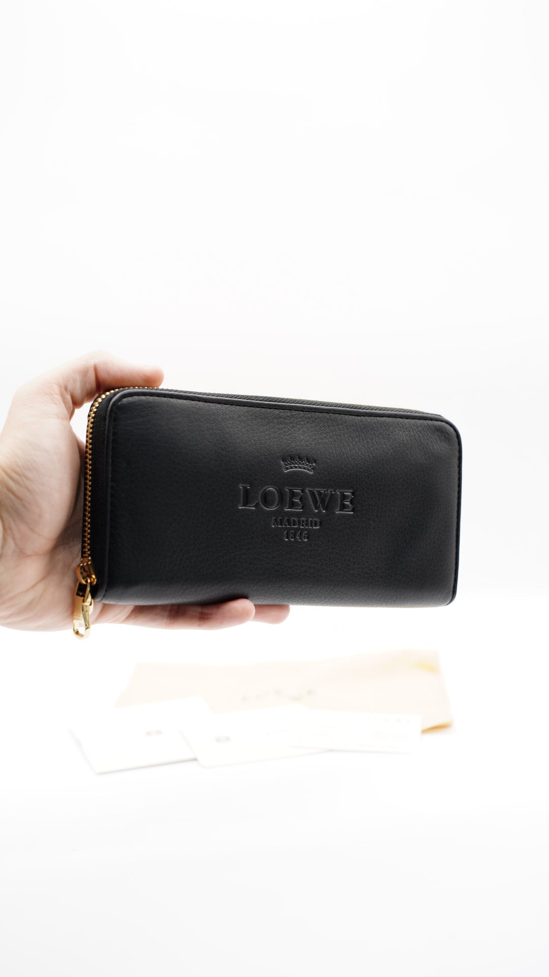 Loewe Calf Leather Long Zippy Wallet Black w/Dust Bag #137