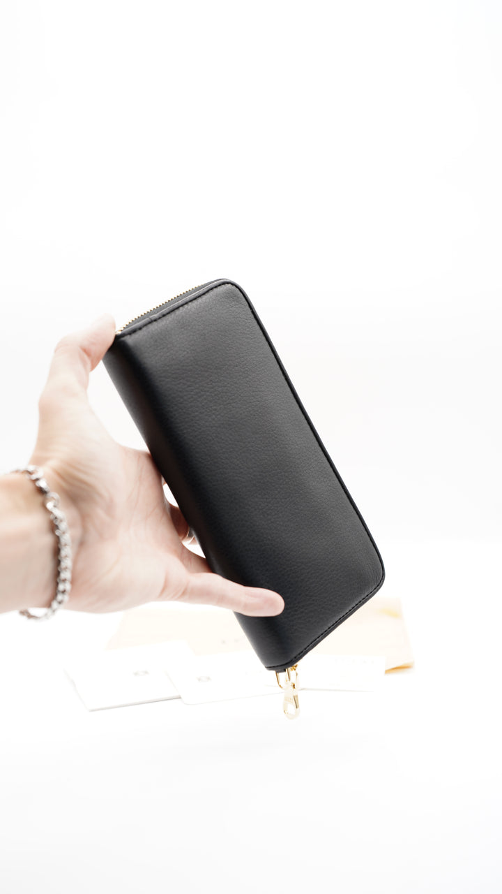 Loewe Calf Leather Long Zippy Wallet Black w/Dust Bag #137