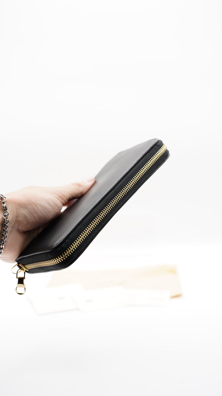 Loewe Calf Leather Long Zippy Wallet Black w/Dust Bag #137