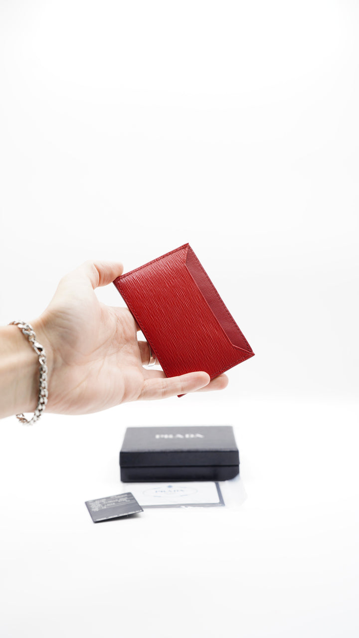 Prada Leather Card Case Red SS17