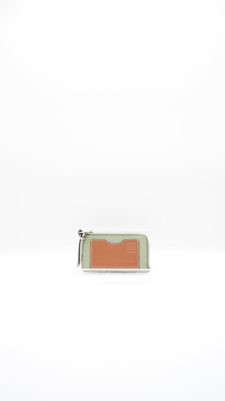 Loewe Anagram Leather Coin Purse Green x Brown SS26