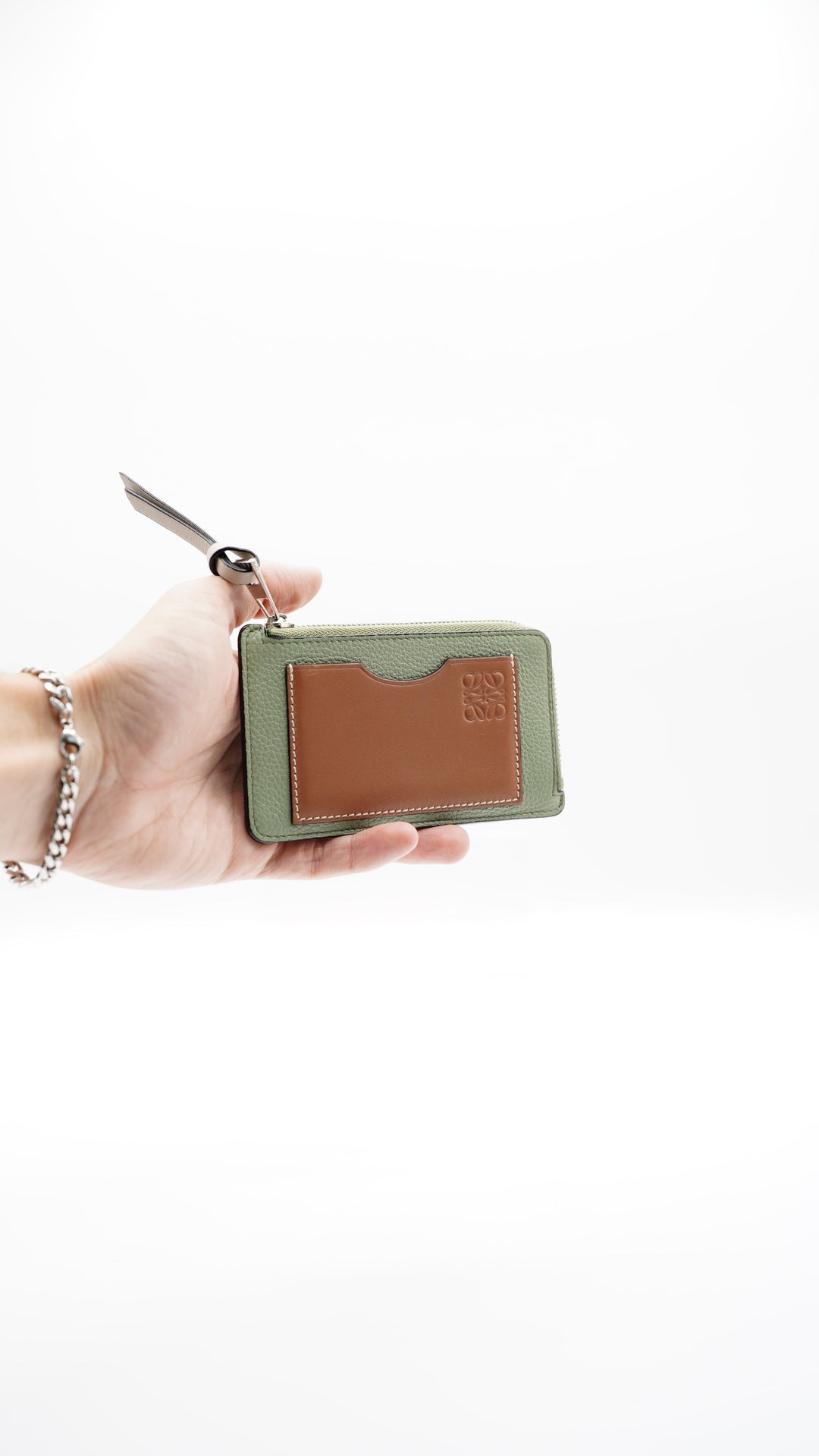 Loewe Anagram Leather Coin Purse Green x Brown SS26
