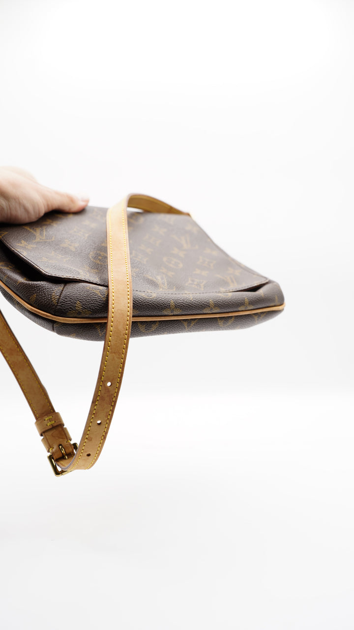 Louis Vuitton Monogram Musette Tango Shoulder Bag Brown SS43