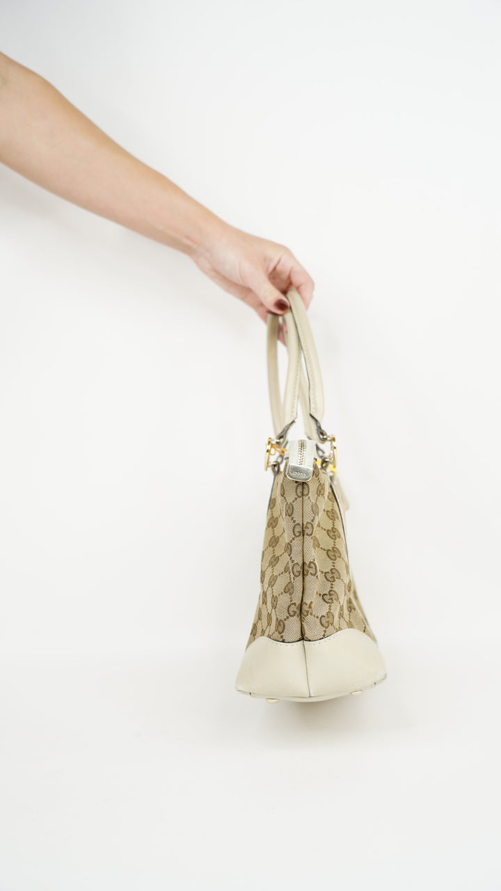 Gucci Heart GG Canvas Tote Bag Beige x Brown #245