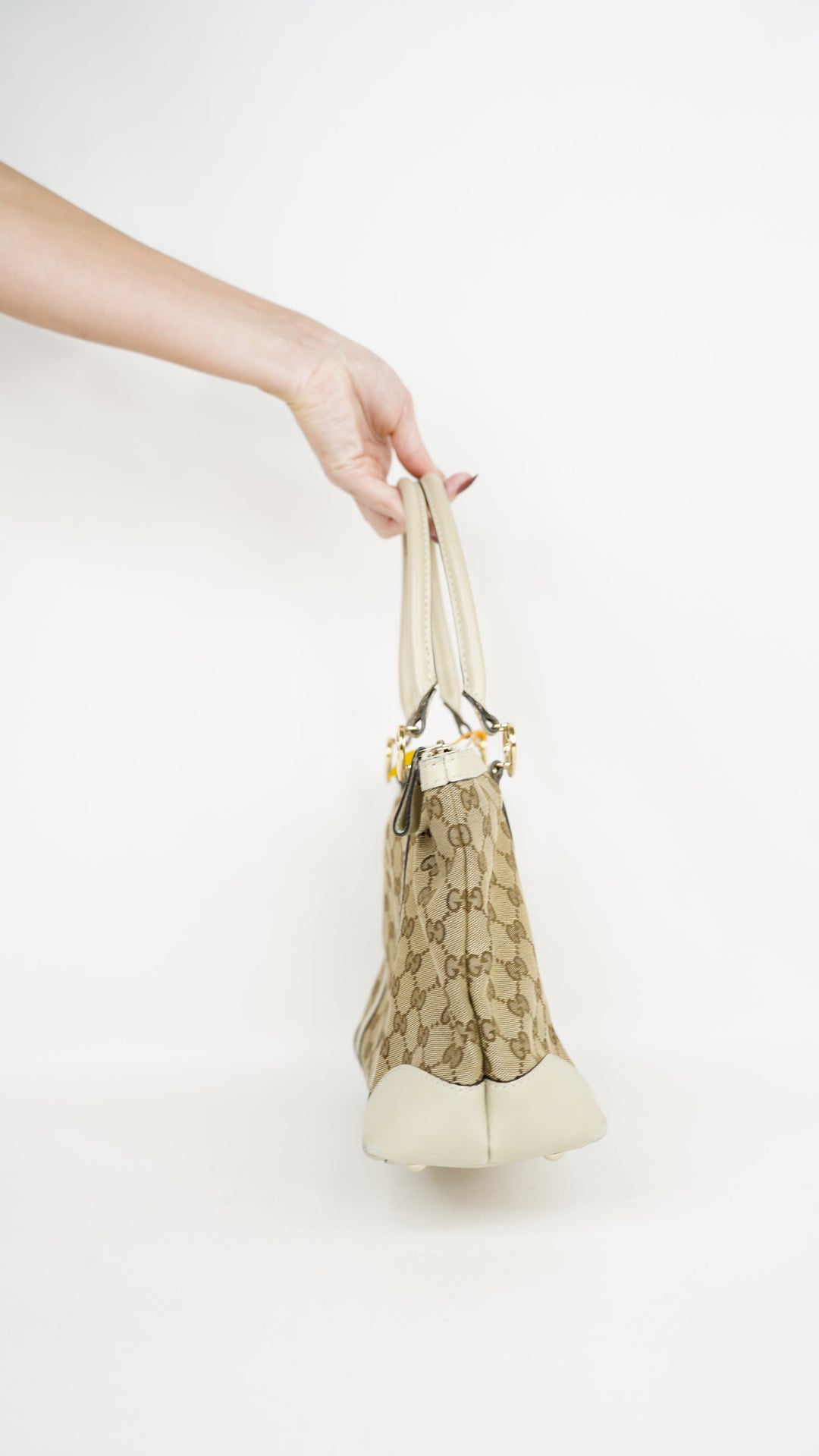 Gucci Heart GG Canvas Tote Bag Beige x Brown #245