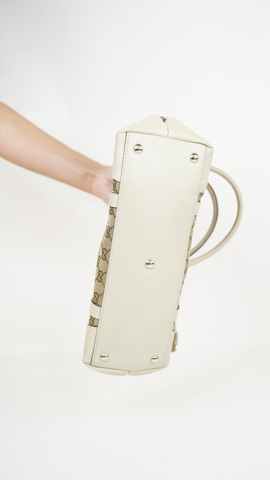 Gucci Heart GG Canvas Tote Bag Beige x Brown #245