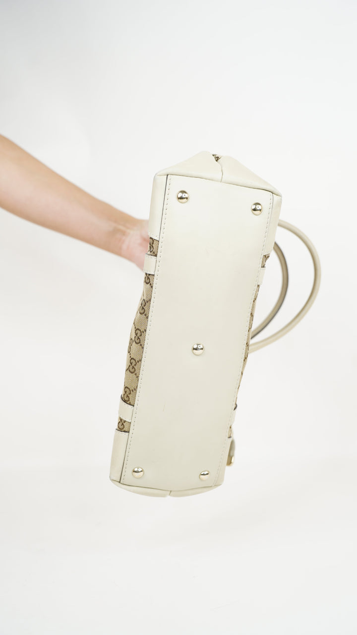 Gucci Heart GG Canvas Tote Bag Beige x Brown #245