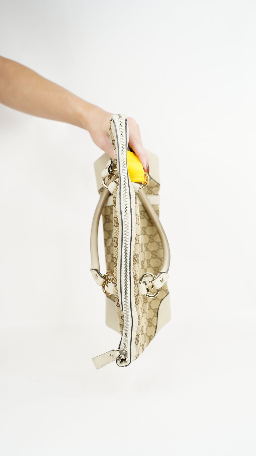 Gucci Heart GG Canvas Tote Bag Beige x Brown #245