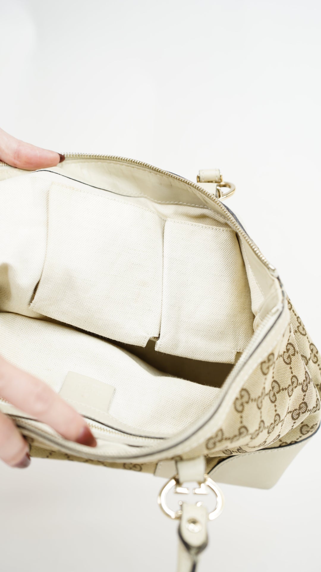 Gucci Heart GG Canvas Tote Bag Beige x Brown #245