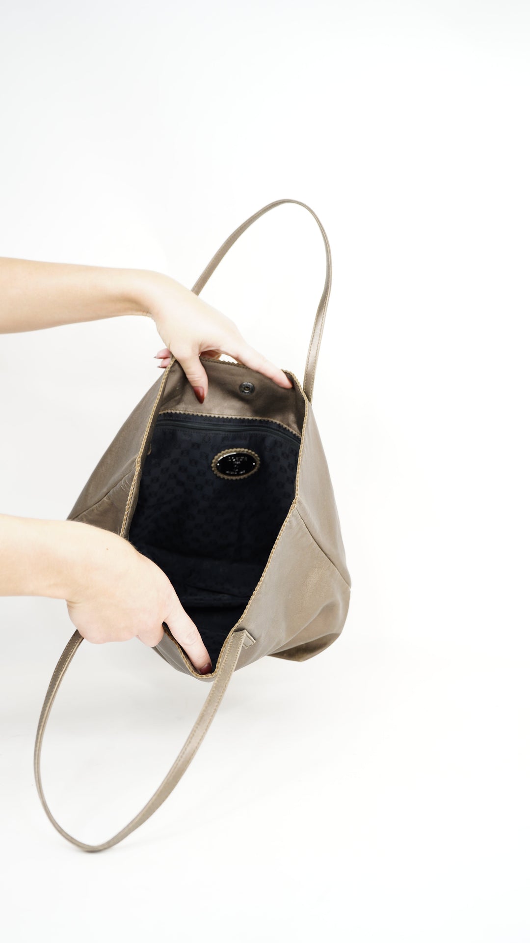 Loewe Leather Anagram Tote Bag Satin Brown #303