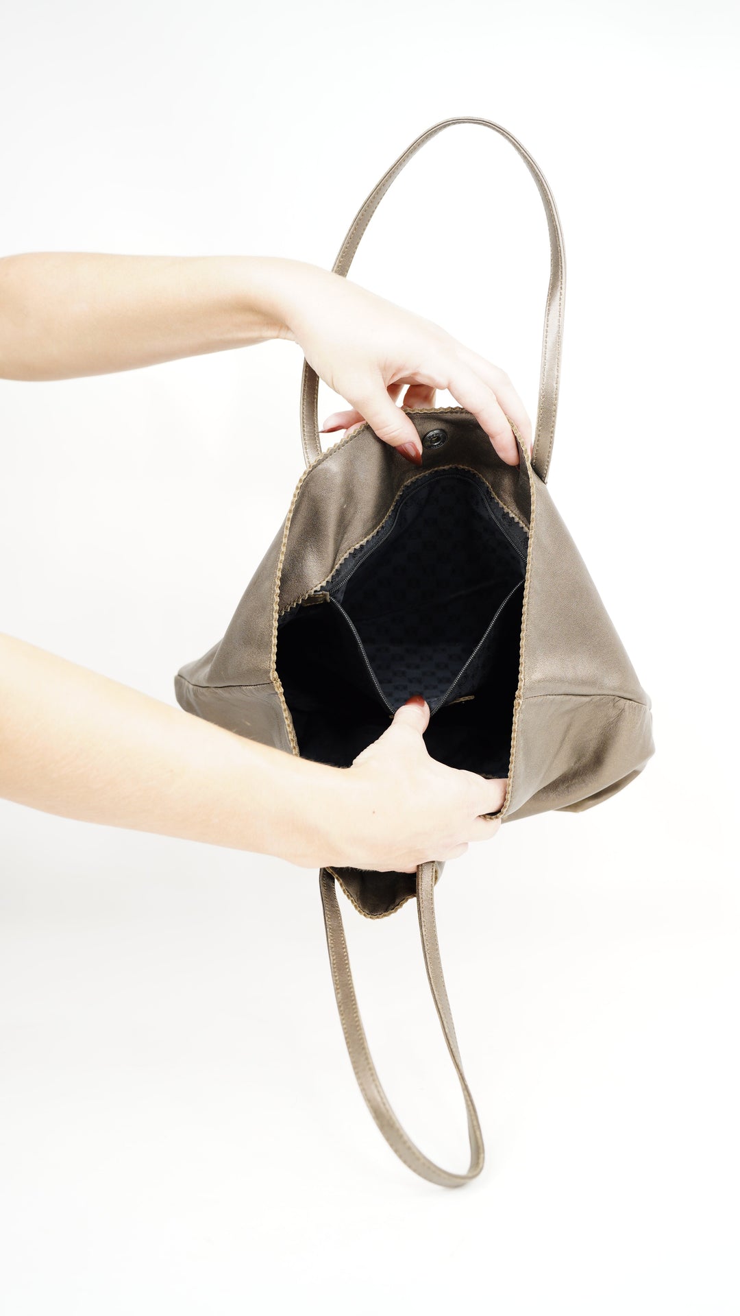 Loewe Leather Anagram Tote Bag Satin Brown #303