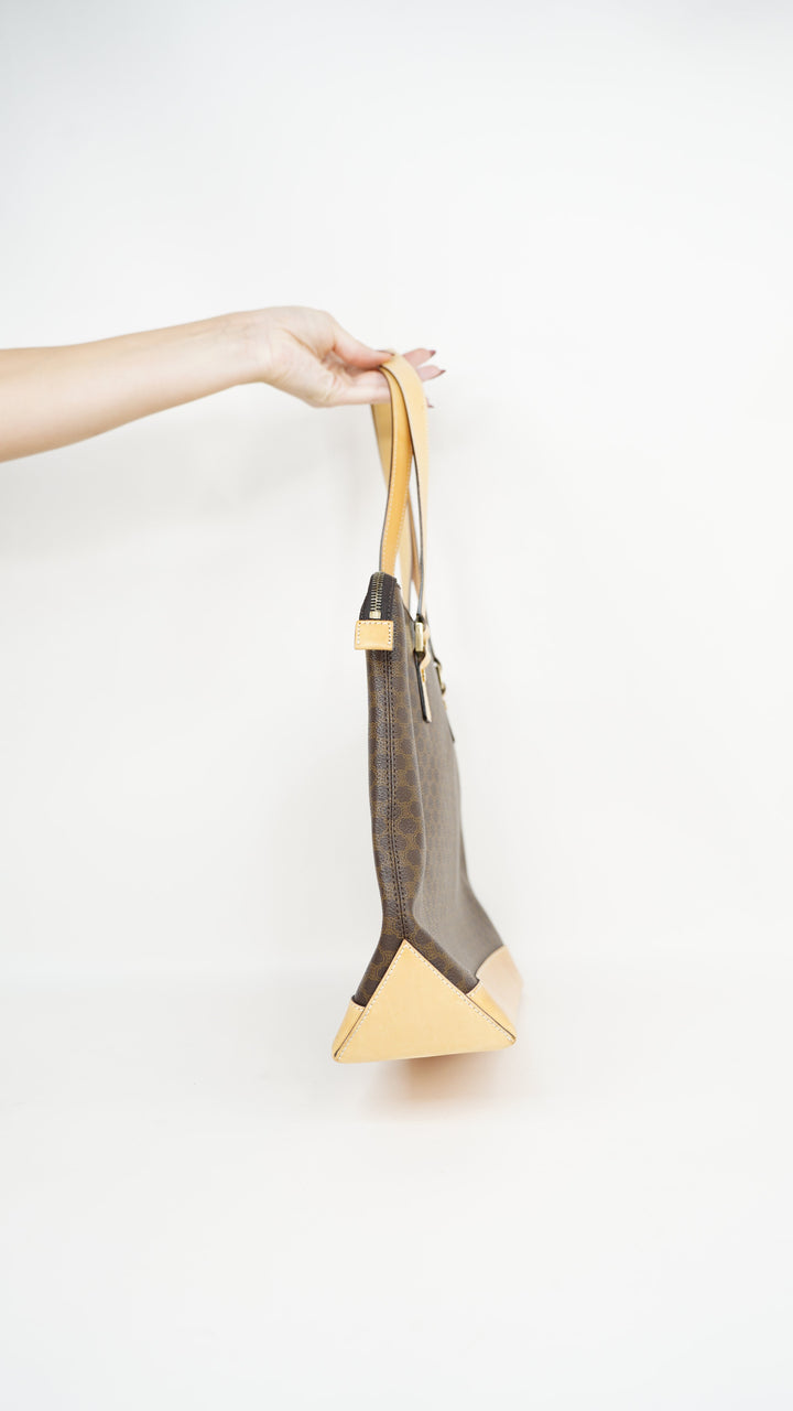 Celine Macadam Leather Shoulder Bag Brown #369