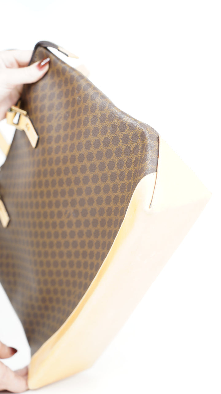 Celine Macadam Leather Shoulder Bag Brown #369