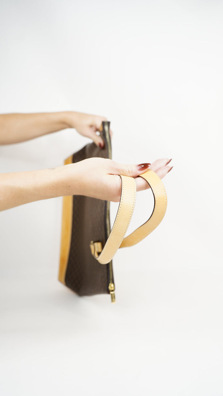 Celine Macadam Leather Shoulder Bag Brown #369