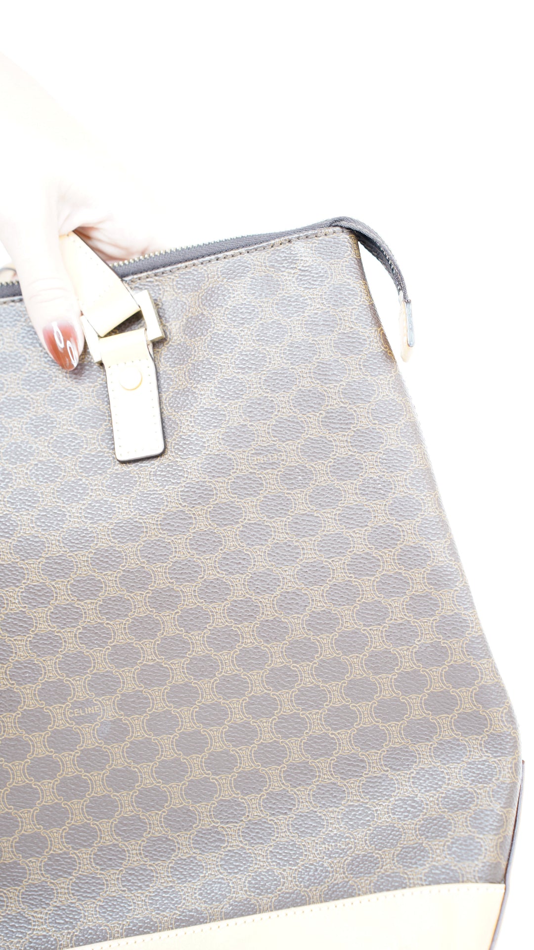 Celine Macadam Leather Shoulder Bag Brown #369