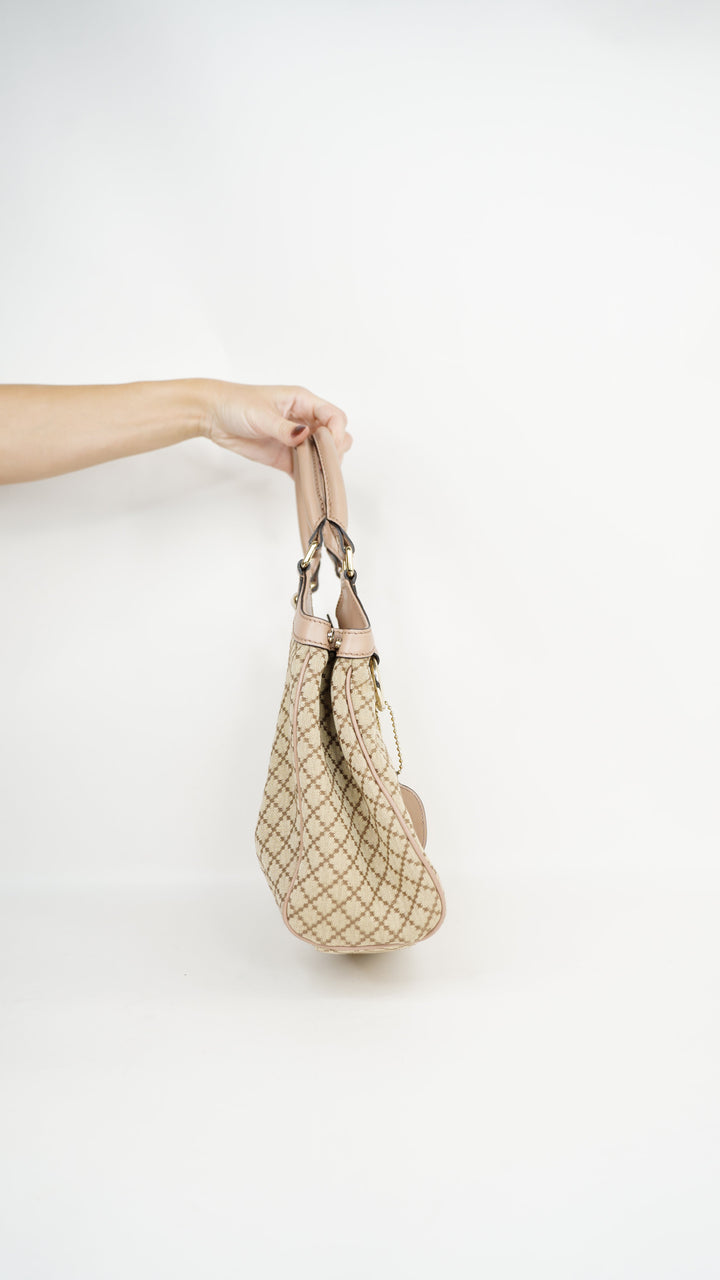 Gucci Diamante Handbag Beige x Pink w/GG Charm #345