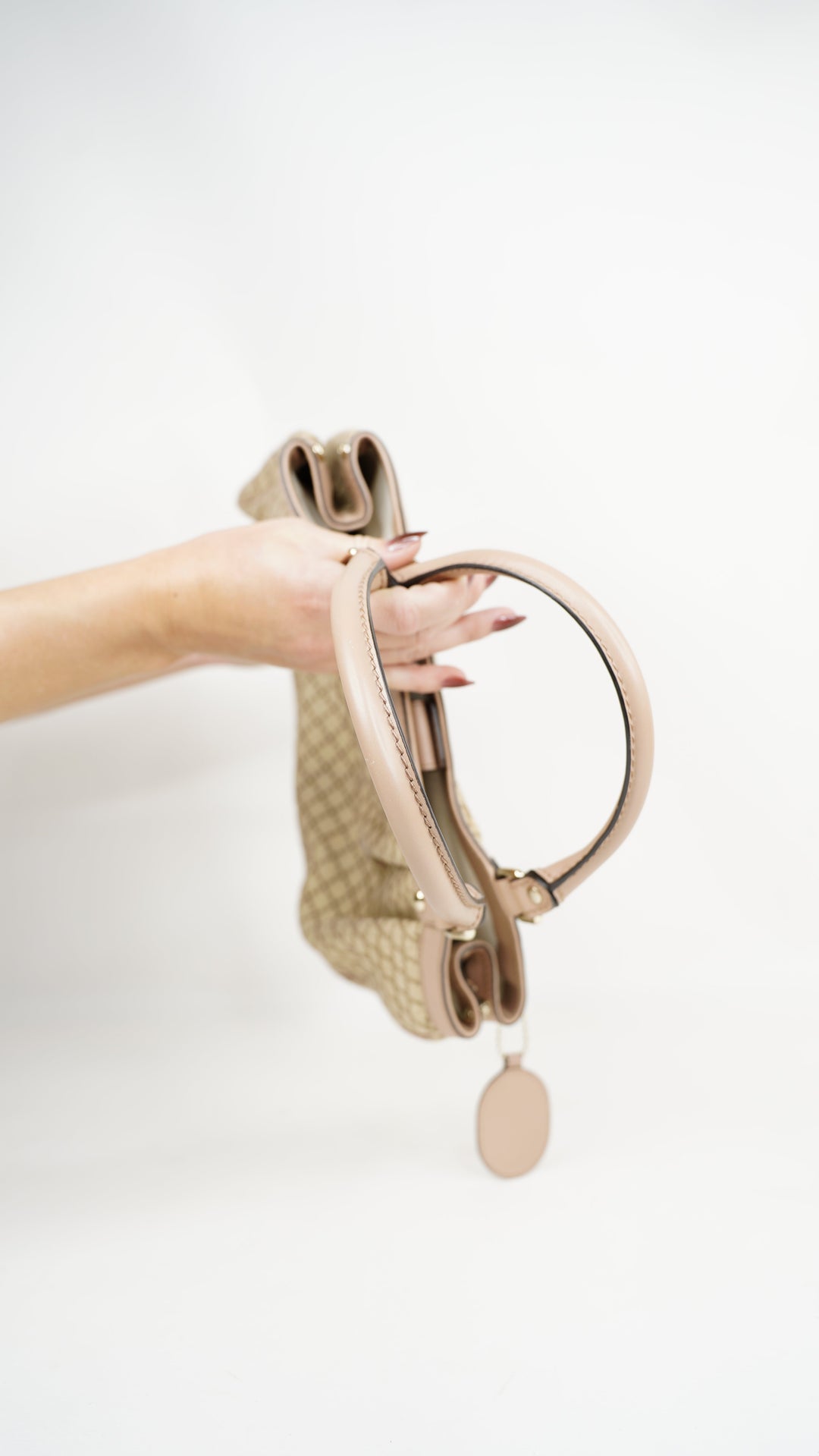 Gucci Diamante Handbag Beige x Pink w/GG Charm #345