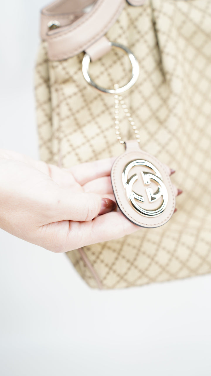 Gucci Diamante Handbag Beige x Pink w/GG Charm #345