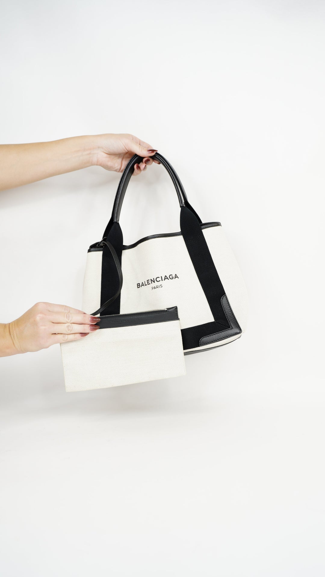 Balenciaga Cabas Tote Bag Ivory x Black #379