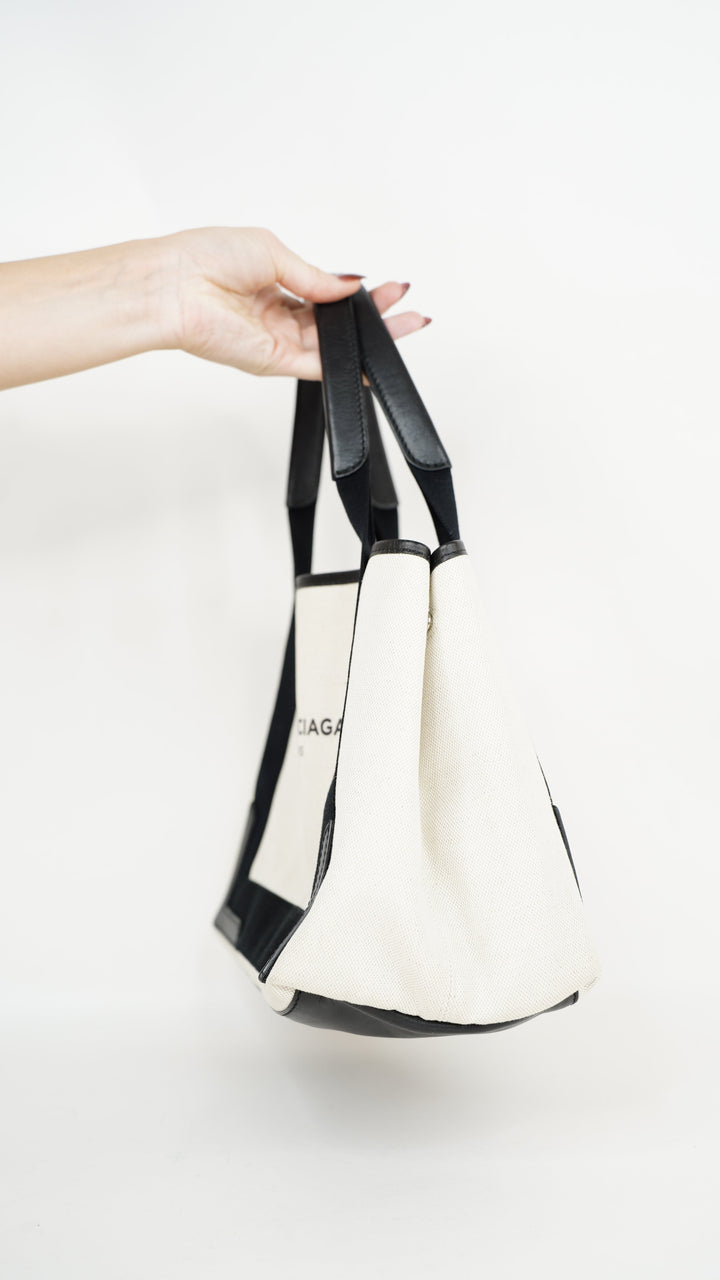 Balenciaga Cabas Tote Bag Ivory x Black #379