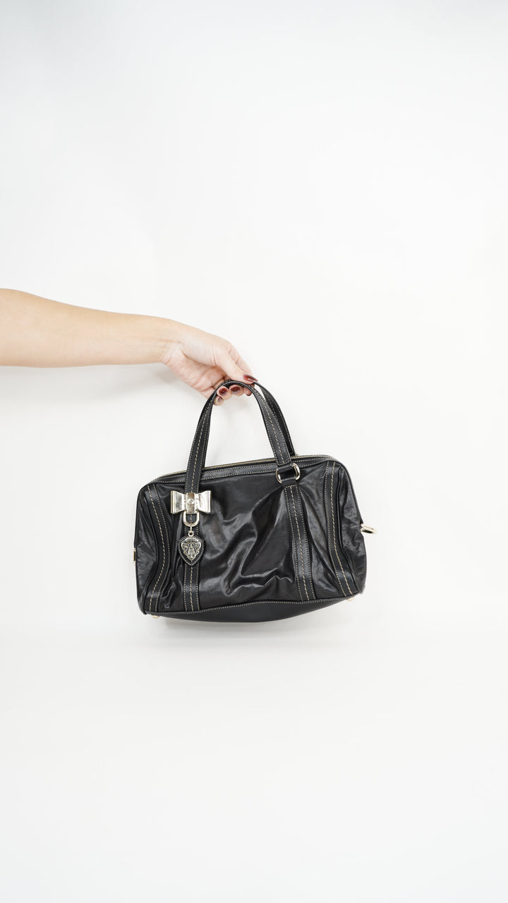 Gucci Leather Vintage Bow-Tie Boston Bag Brown #367