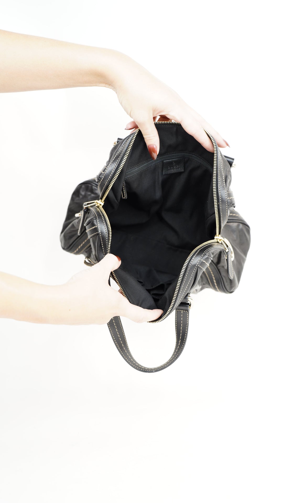 Gucci Leather Vintage Bow-Tie Boston Bag Brown #367