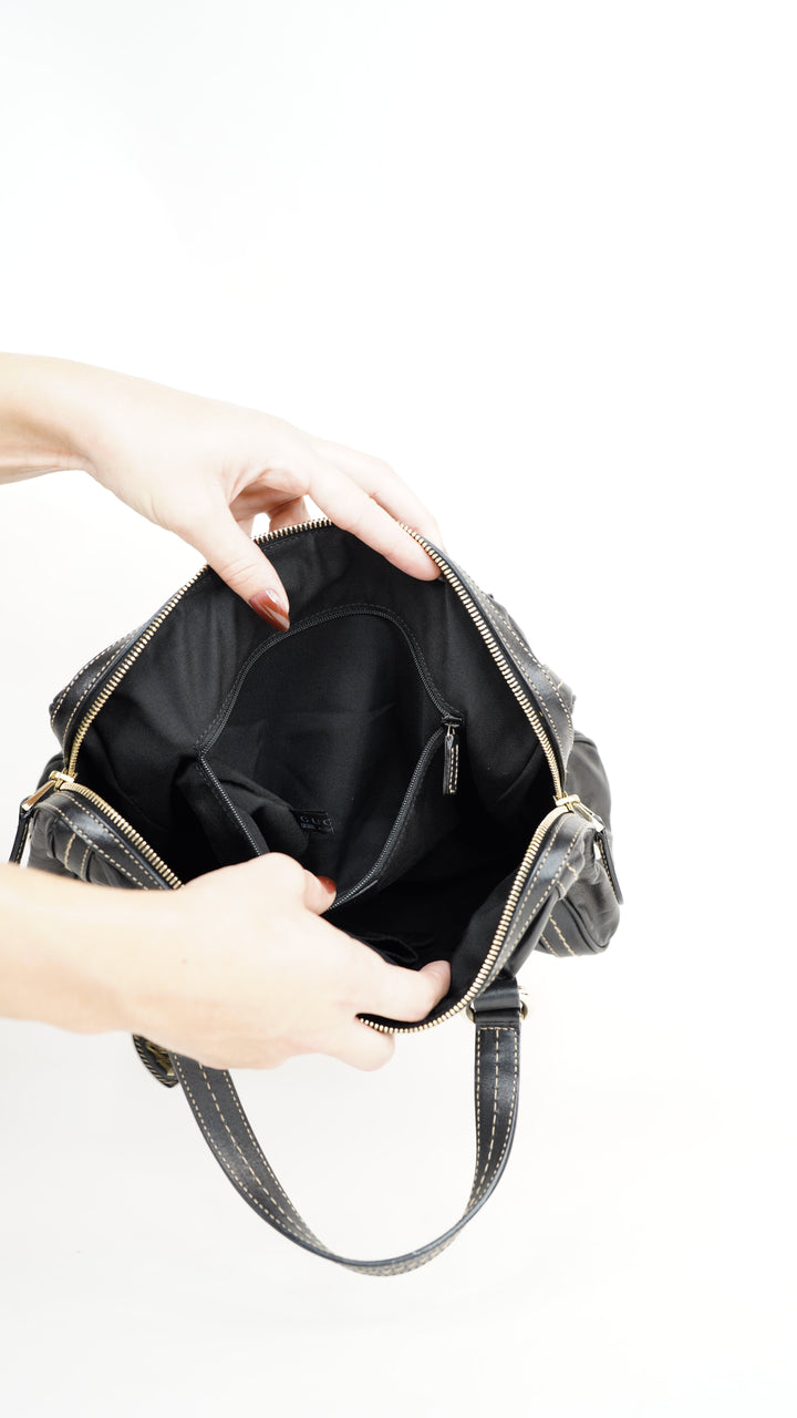 Gucci Leather Vintage Bow-Tie Boston Bag Brown #367