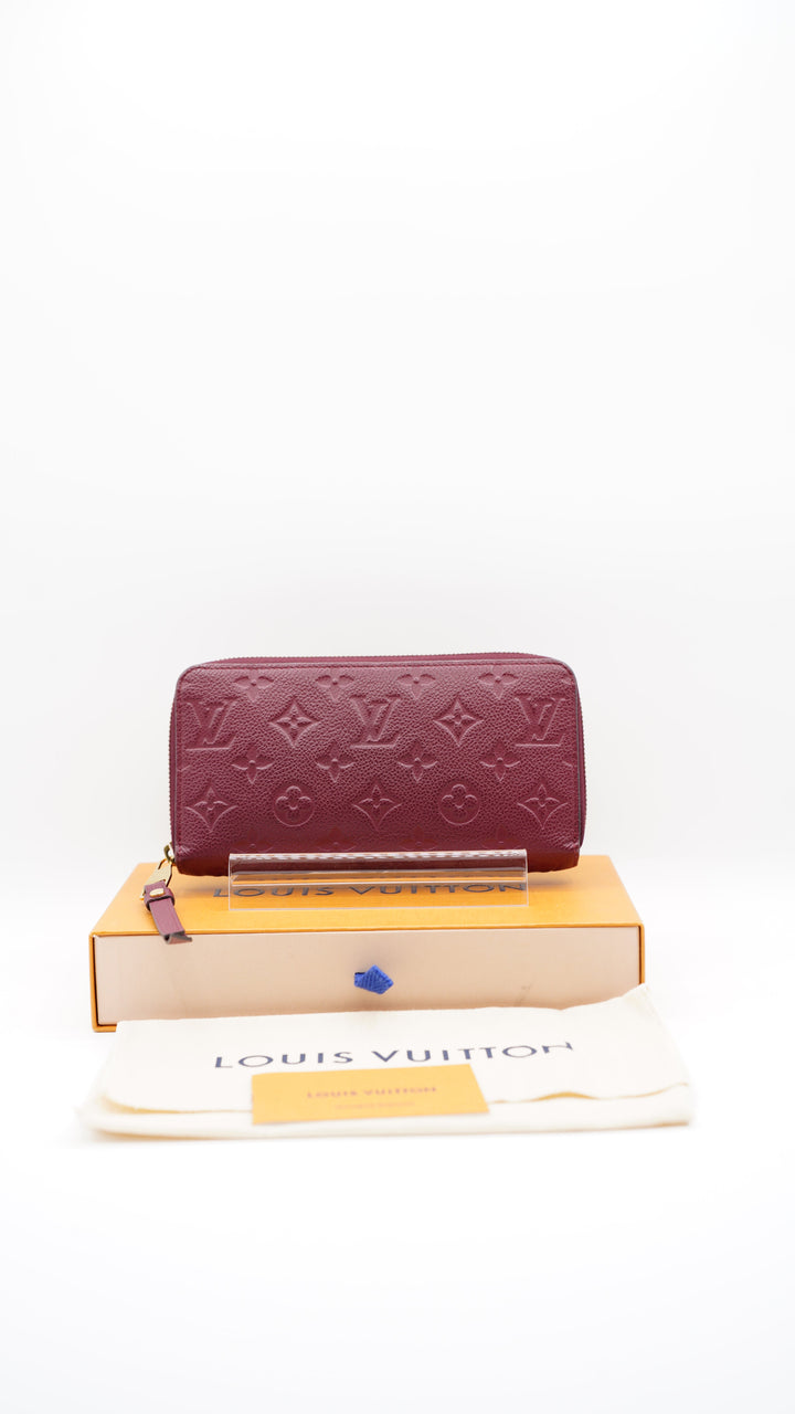Louis Vuitton Monogram Empreinte Long Zippy Wallet Maroon Red #253