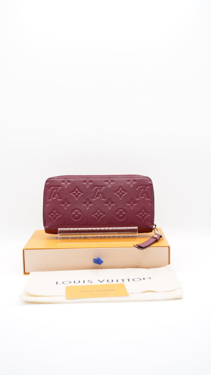 Louis Vuitton Monogram Empreinte Long Zippy Wallet Maroon Red #253