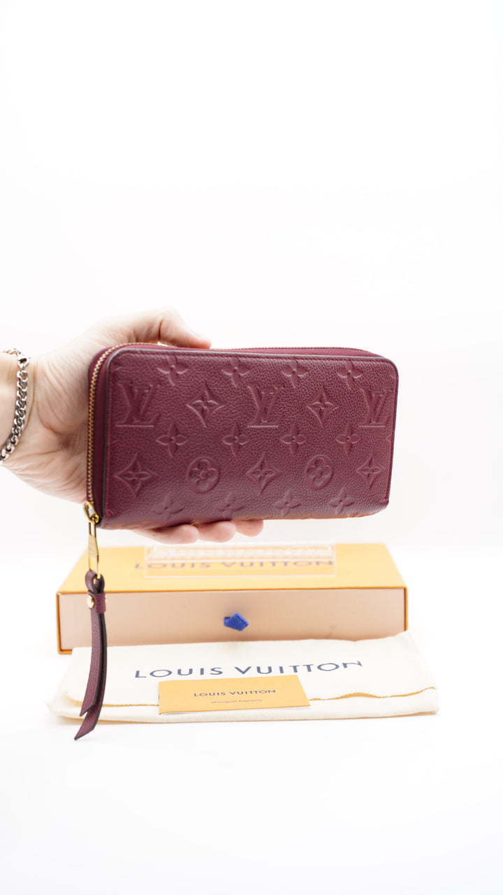 Louis Vuitton Monogram Empreinte Long Zippy Wallet Maroon Red #253