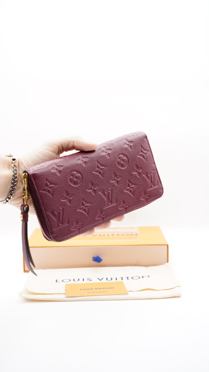 Louis Vuitton Monogram Empreinte Long Zippy Wallet Maroon Red #253