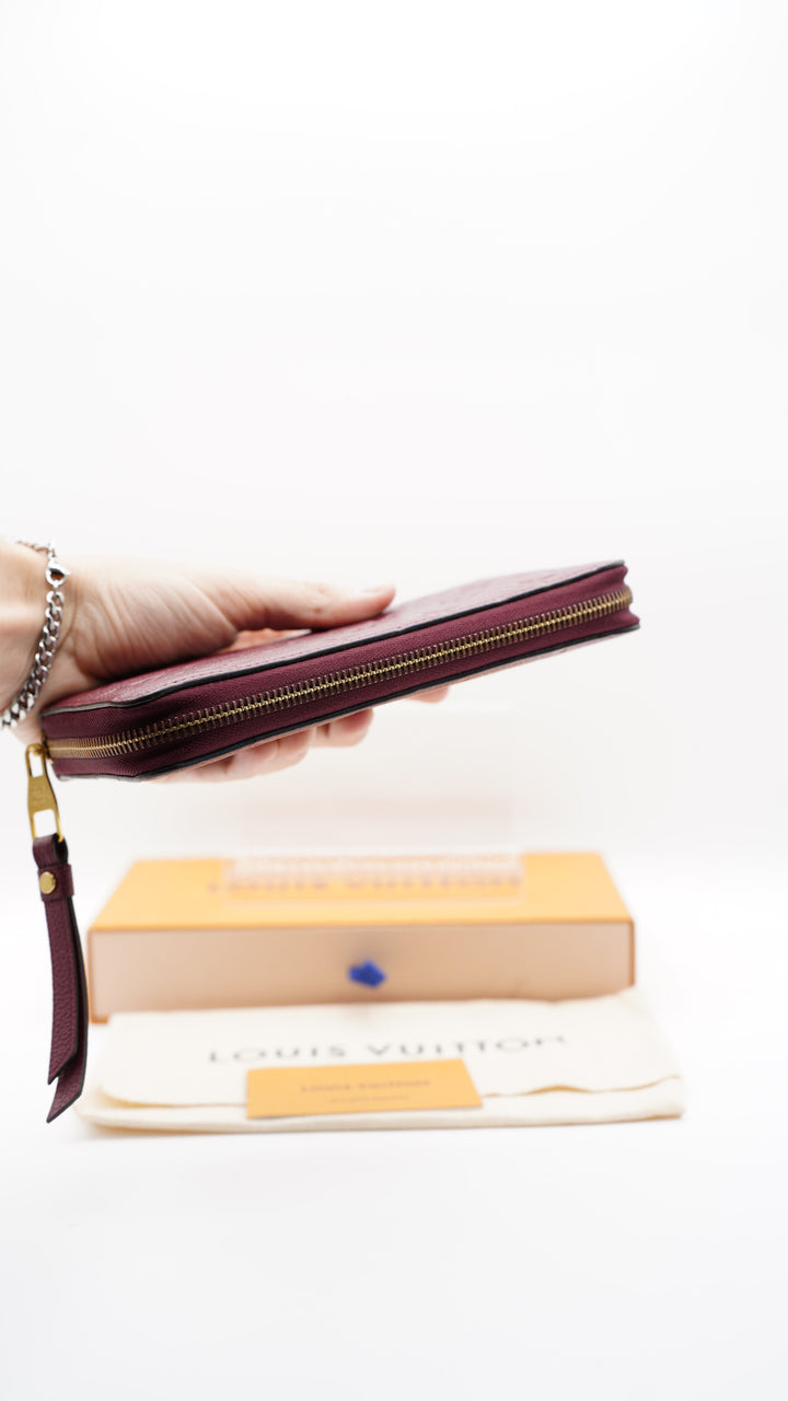 Louis Vuitton Monogram Empreinte Long Zippy Wallet Maroon Red #253