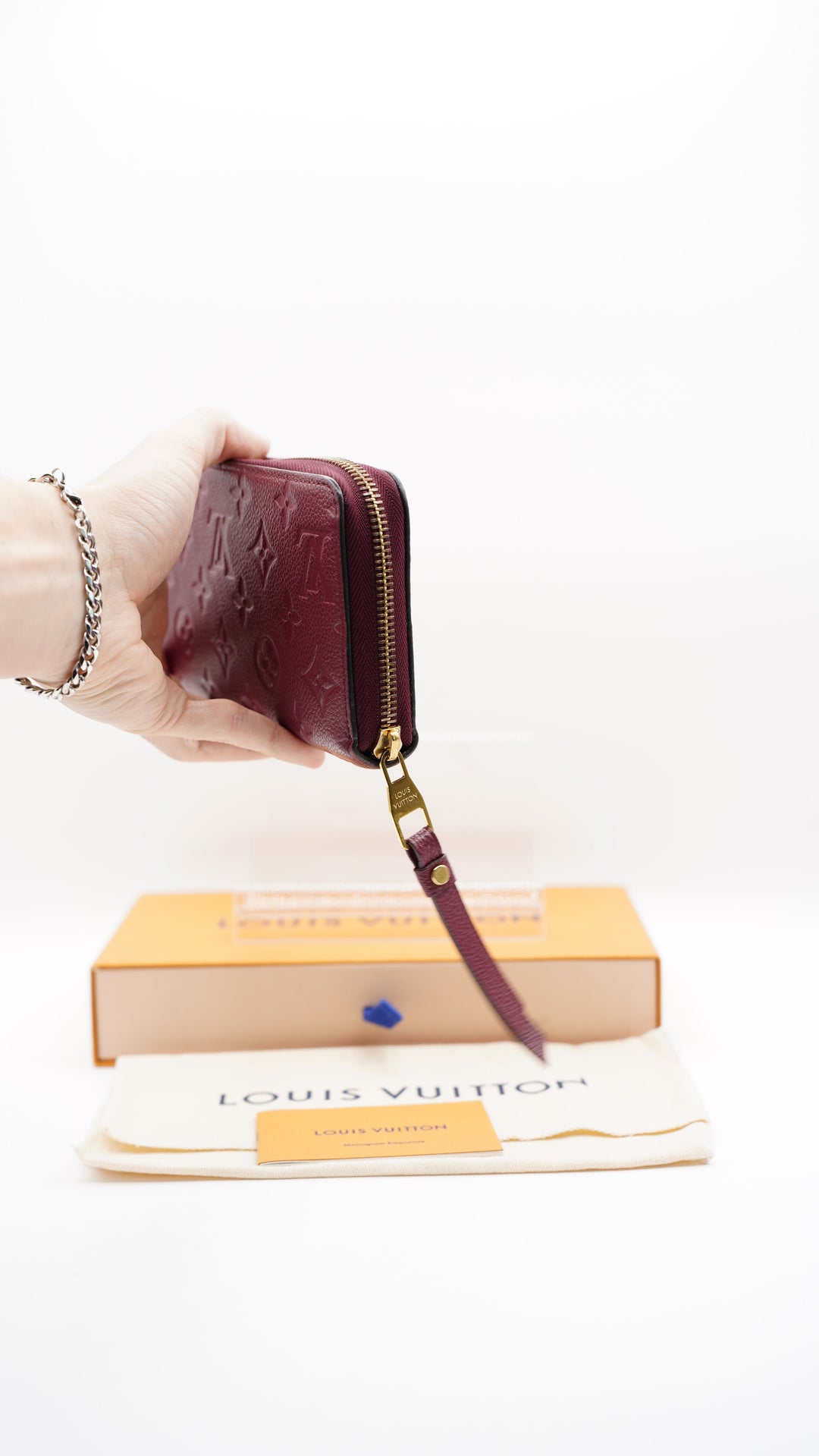 Louis Vuitton Monogram Empreinte Long Zippy Wallet Maroon Red #253