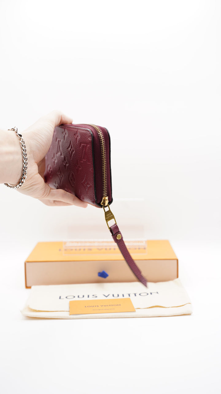 Louis Vuitton Monogram Empreinte Long Zippy Wallet Maroon Red #253