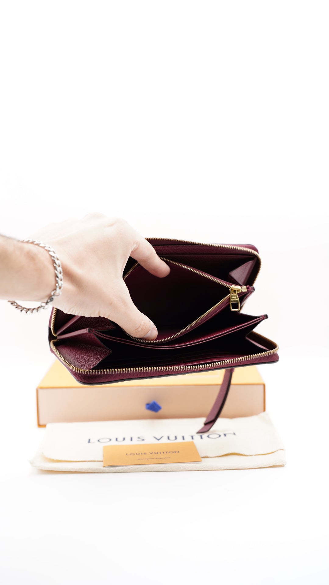 Louis Vuitton Monogram Empreinte Long Zippy Wallet Maroon Red #253