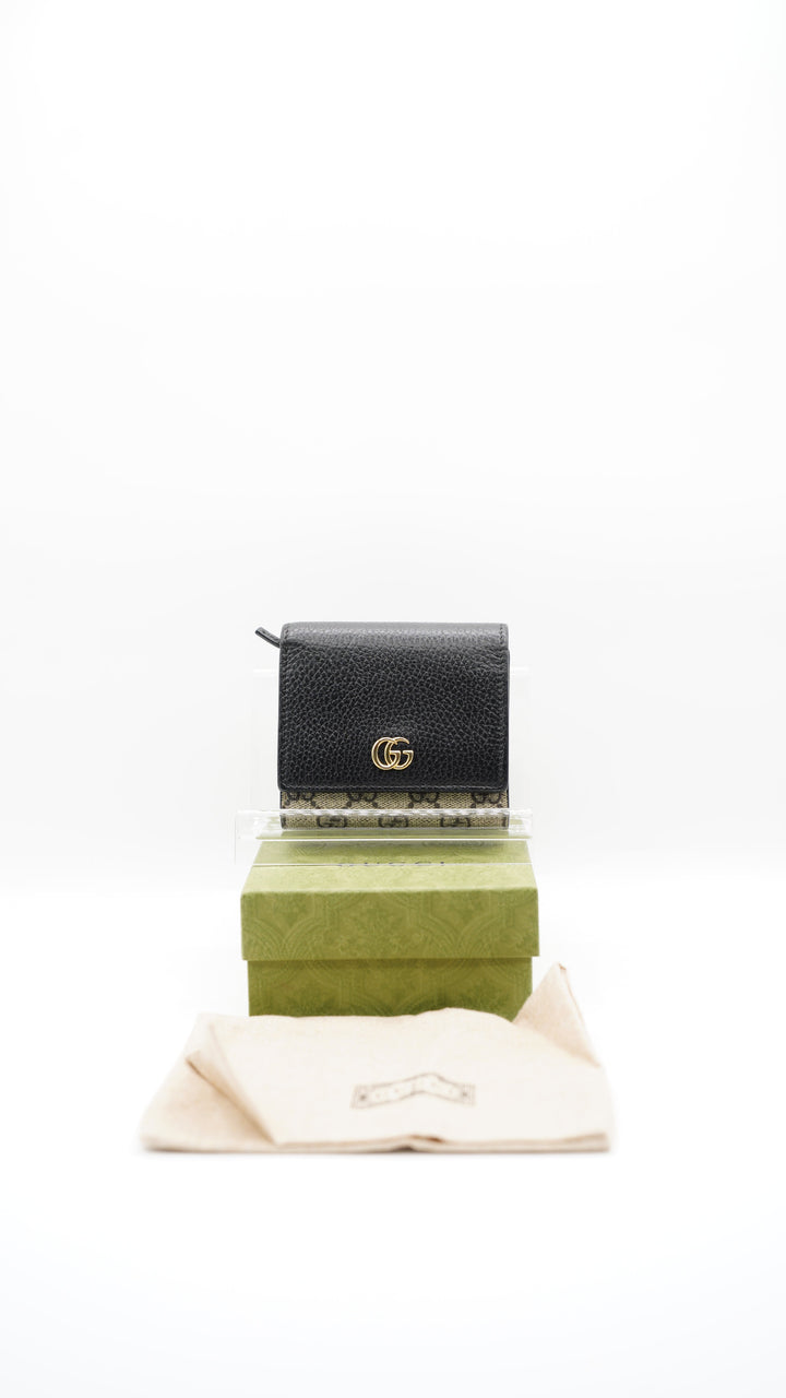 Gucci GG Marmont Compact Wallet Brown x Black #235