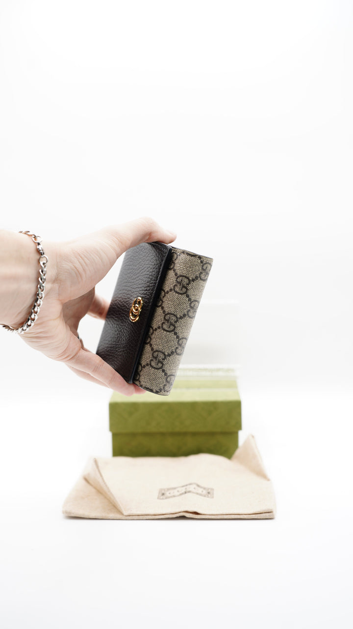Gucci GG Marmont Compact Wallet Brown x Black #235