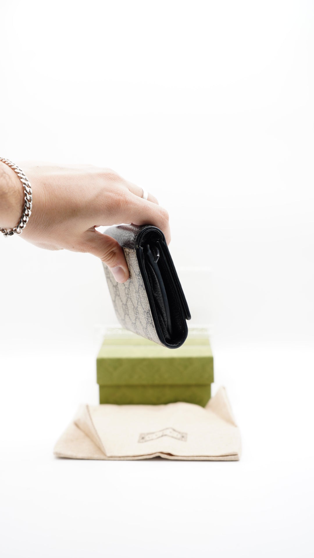 Gucci GG Marmont Compact Wallet Brown x Black #235