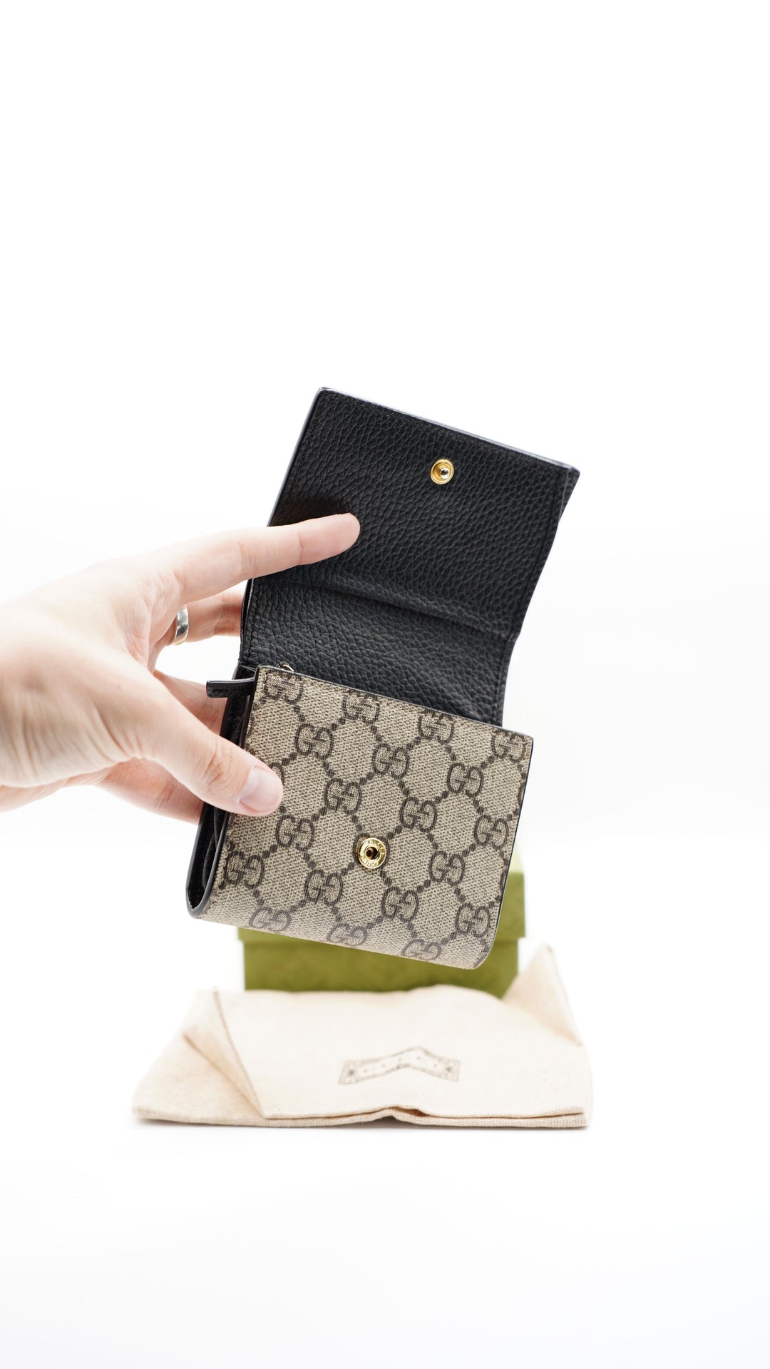 Gucci GG Marmont Compact Wallet Brown x Black #235