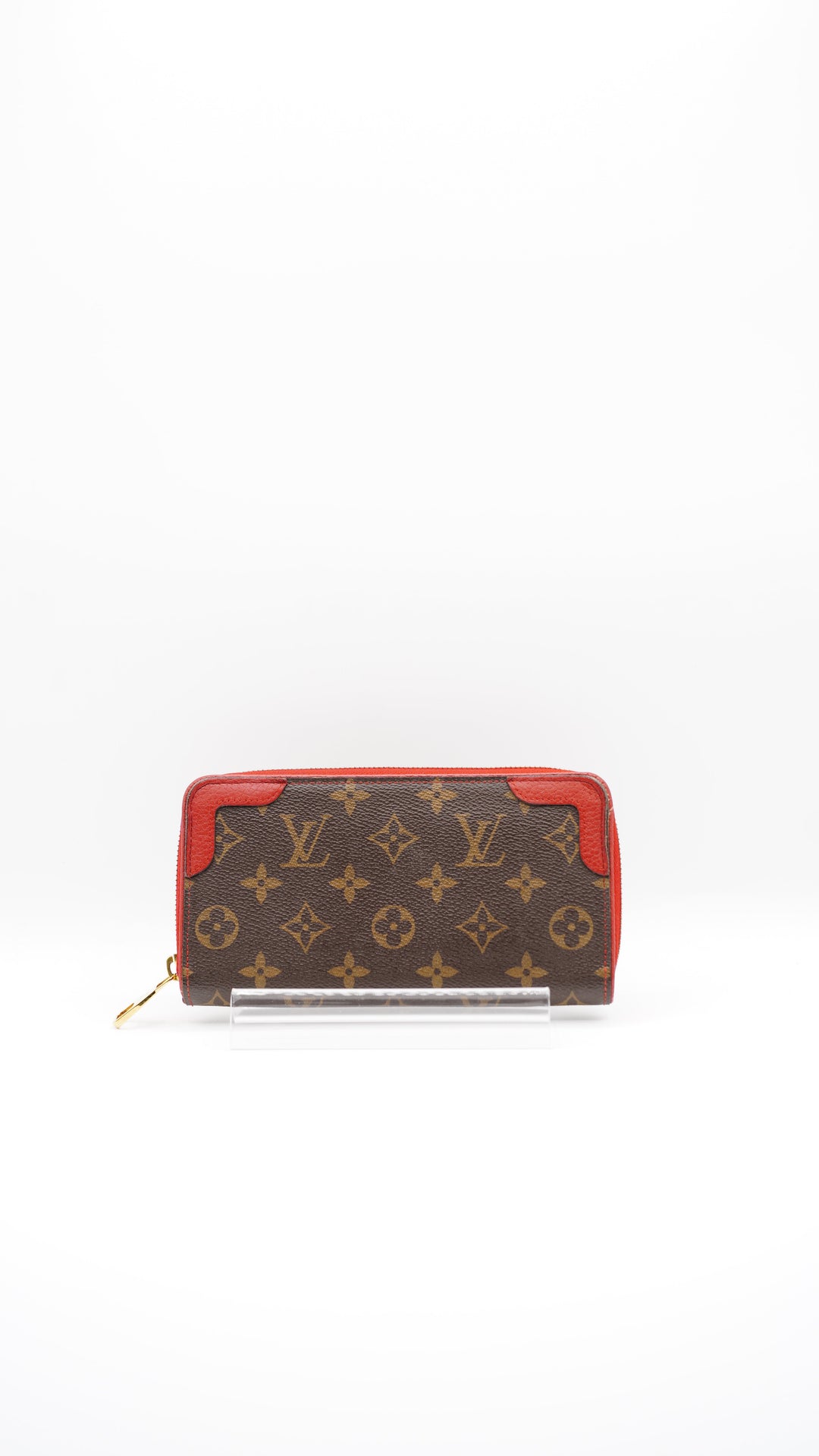 Louis Vuitton Monogram Retiro Long Zippy Wallet Brown x Red #251
